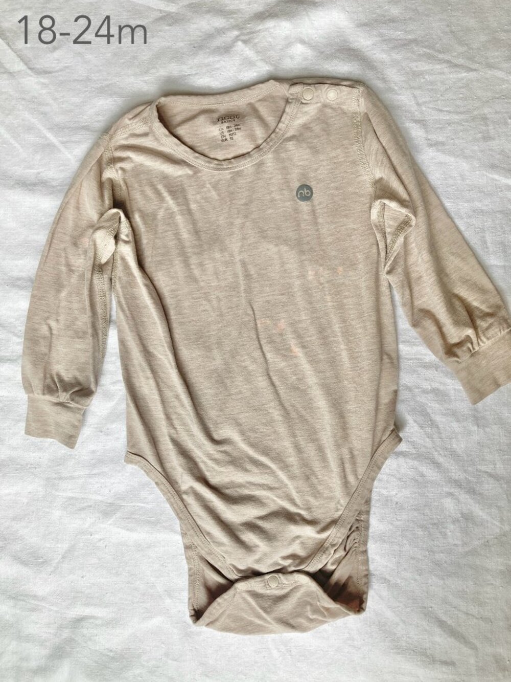 (🎨$3 PLAY) Nest Designs 18-24 Months Toddler Baby Long Sleeve Bodysuit Neutral